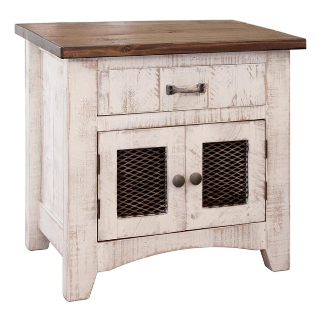 Greenview 2 Door Nightstand - Distressed White For Sale