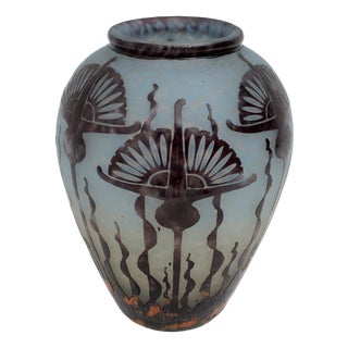 French Art Nouveau Artistic Glass Vase by Charles Schneider, 1924 For Sale