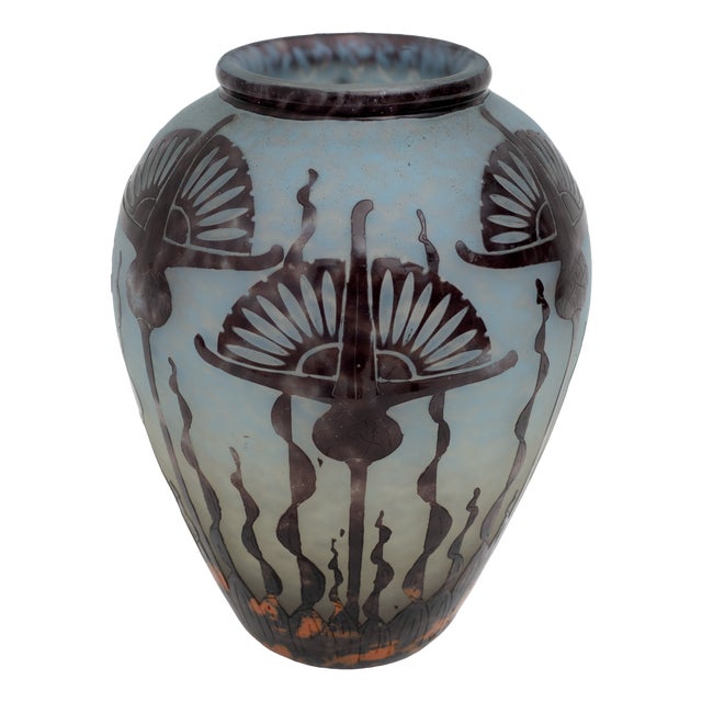 French Art Nouveau Artistic Glass Vase by Charles Schneider, 1924 For Sale