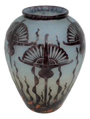 French Art Nouveau Artistic Glass Vase by Charles Schneider, 1924