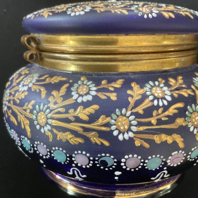 Moser Glassworks Cobalt Glass Hinged Box For Sale - Image 4 of 4