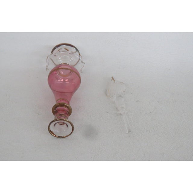 Miniature Hand Blown Egyptian Pink Glass Empty Perfume Bottle With Stopper 5110b For Sale In Miami - Image 6 of 9