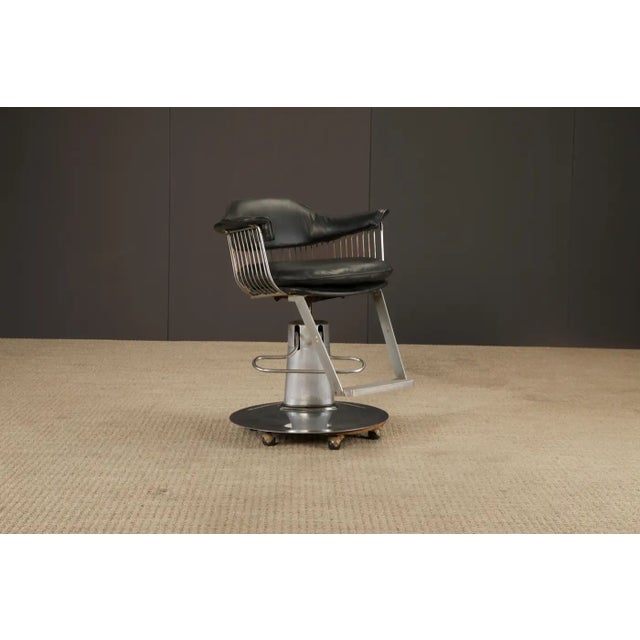 1960s Warren Platner Style Salon Barstool Chair on Hydraulic Base With Casters, 1960s For Sale - Image 5 of 17