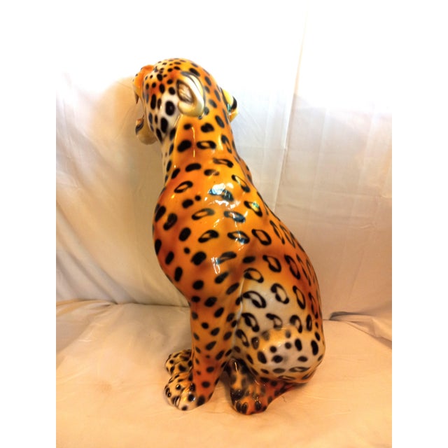 Cinnamon 1990s Large Glass/Ceramic Sculpture of African Leopard For Sale - Image 8 of 12