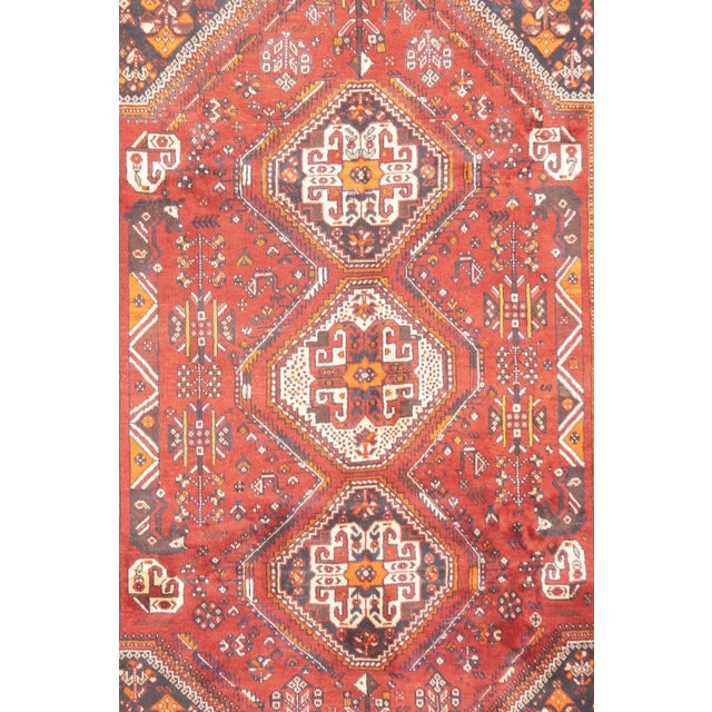 Tribal Semi-Antique Hand-Knotted Persian Qashqai Rug 5'4" X 8'9" For Sale - Image 3 of 18