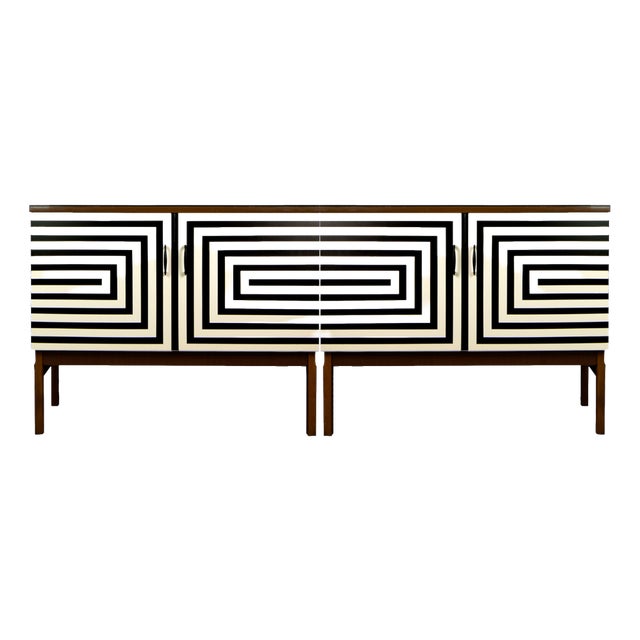 Modular Sideboard with Op Art Motif, 1970s, Set of 2 For Sale