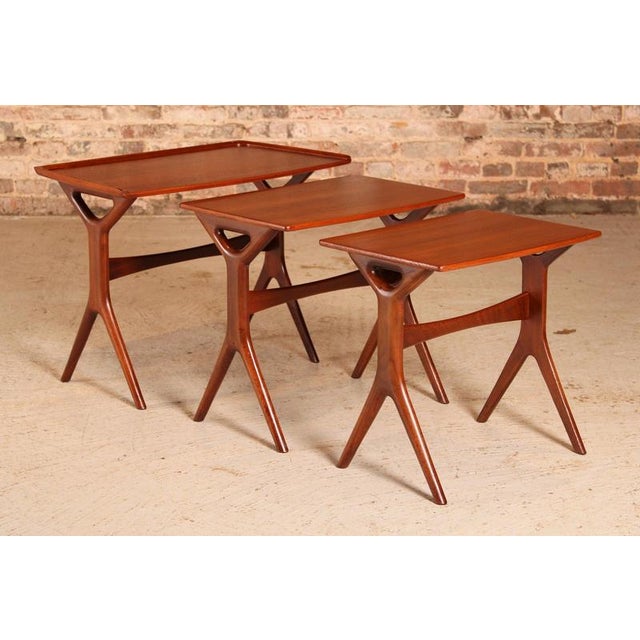CFC Silkeborg Mid-Century Danish Teak Nest of Tables by Johannes Andersen for CFC Silkeborg, 1960s, Set of 3 For Sale - Image 4 of 18