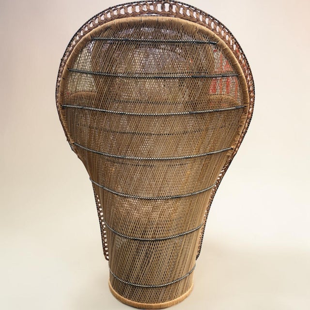 1970s Vintage MCM Emmanuelle Natural Rattan Wicker Peacock Chair For Sale - Image 5 of 7