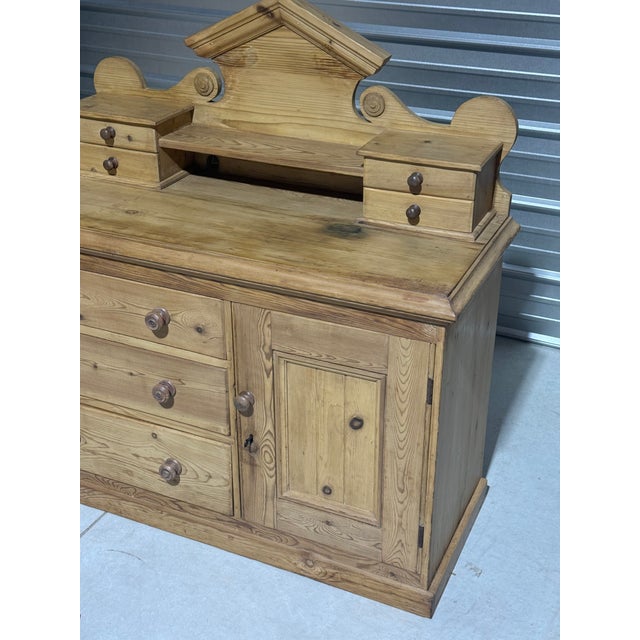 Antique Pine Sideboard With Drawers and Cupboard From England For Sale - Image 4 of 18