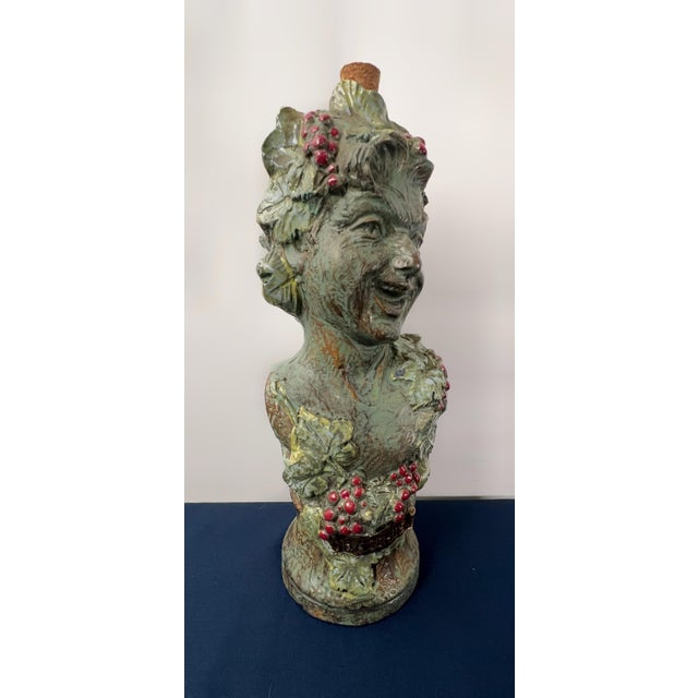 Green Mid 20th Century Italian Luxardo Bacchus Figural Ceramic Decanter Sculpture For Sale - Image 8 of 13