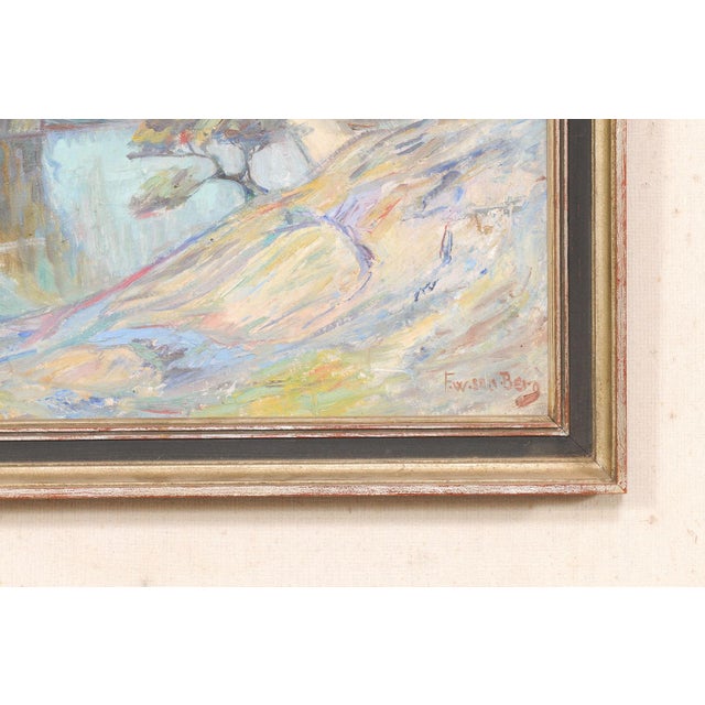 Mid 20th Century Swedish Painting of Bridge Over Water, 1950 For Sale - Image 5 of 12