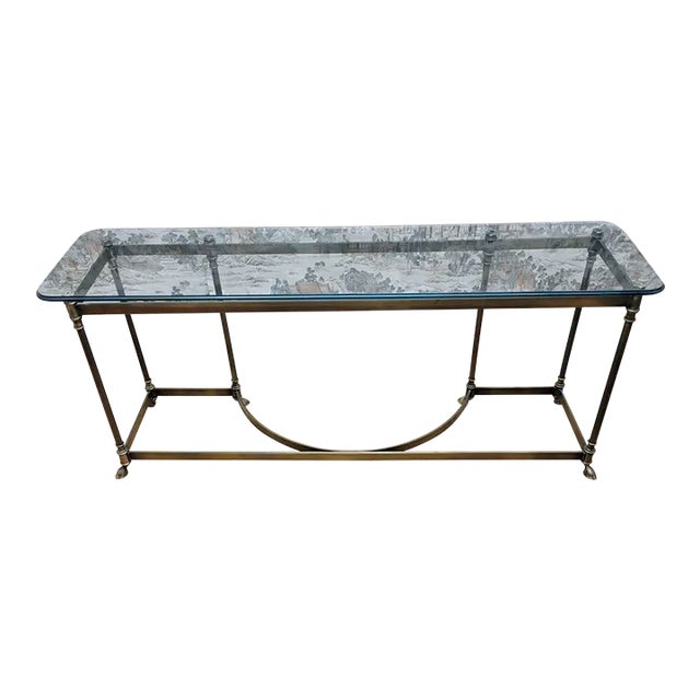 Hollywood Regency LaBarge Style Brass Console Table For Sale