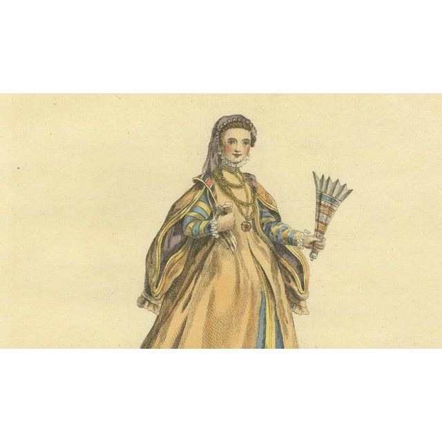 Mid 18th Century Grand Tour Italian Costume Prints, Habit of a Lady of Ischia, an Island in the Gulf of Naples, 1749, Paper, Set of 2 For Sale - Image 5 of 12