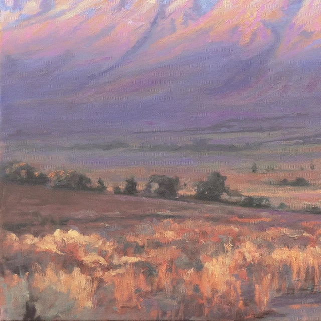 Contemporary 'Autumn, Sunrise Over Mt. Tom' by Richard Schloss, 2014, Santa Barbara Artist, Ventura Art Museum, Oil For Sale - Image 3 of 9