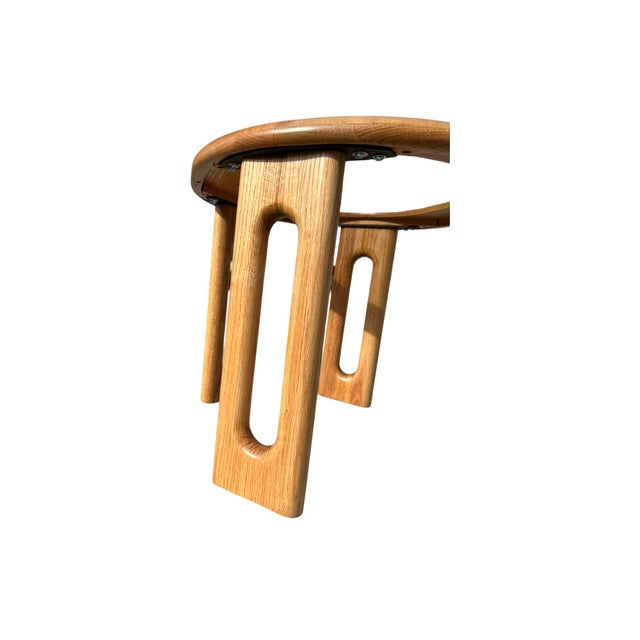 Wood Vintage Pair Solid Oak End Tables Glass Restored 1970s Postmodern For Sale - Image 7 of 10