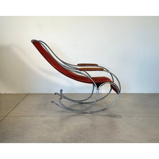Gray Vintage Wrought Iron Rocking Chair, 1960s For Sale - Image 8 of 16