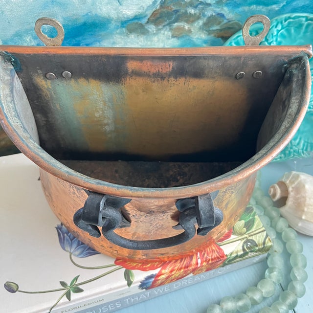 Metal Vintage Dovetailed Copper Bin With Forged Iron Handle For Sale - Image 7 of 9