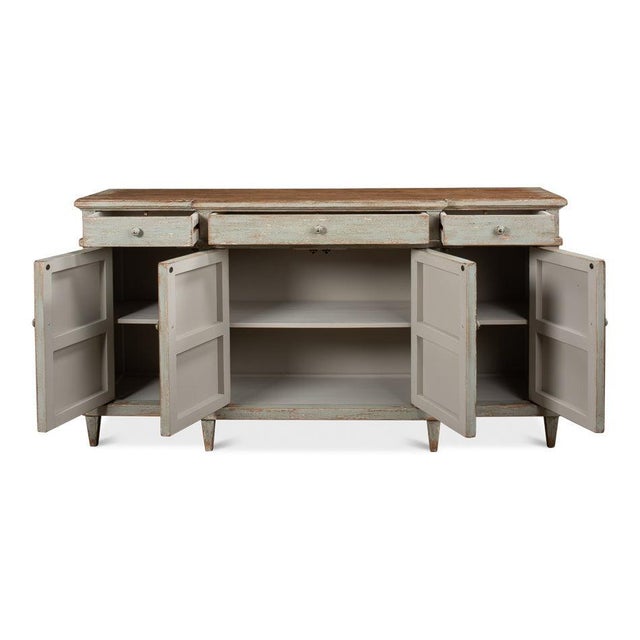 Farmhouse French Country Buffet in Sage Green For Sale - Image 3 of 10