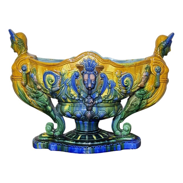 Large Majolica Centrepiece, 1920s For Sale