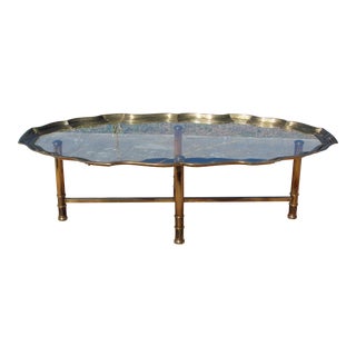 Vintage Hollywood Regency Glass Tray Table Brass Coffee Table For Sale