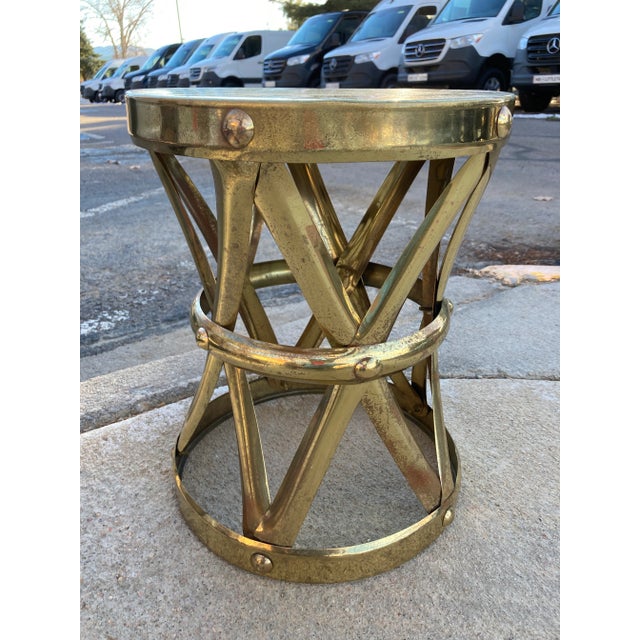 Brass X-Stool From Sarreid Ltd. Made in Hong Kong For Sale - Image 9 of 13