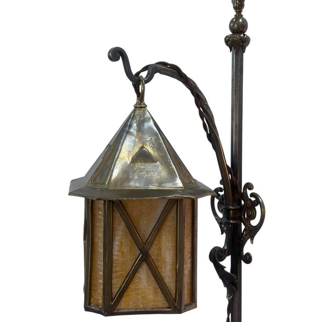 1910s Solid Brass Hanging Lantern Floor Lamps #2610 - a Pair For Sale - Image 4 of 8