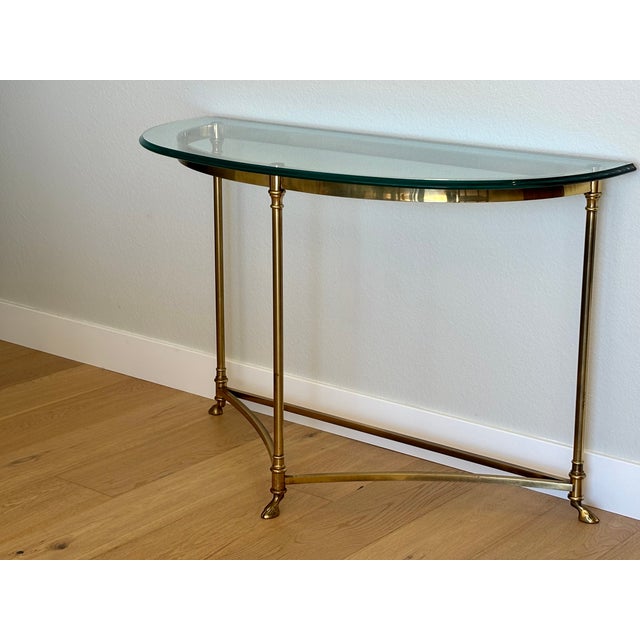 Vintage Italian Brass and Glass Demi-Lune Console Table For Sale - Image 18 of 18