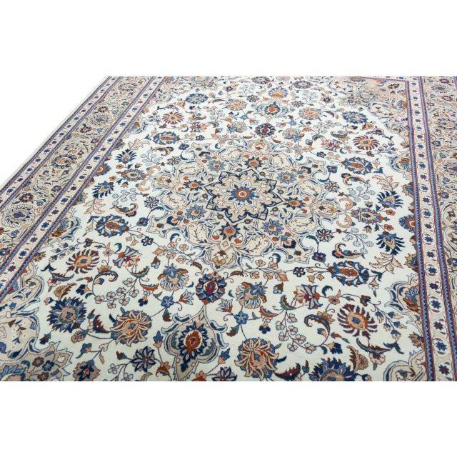 1990s Hand-Knotted Cork Wool Kashmar Rug with Floral Design, 1990s For Sale - Image 5 of 13