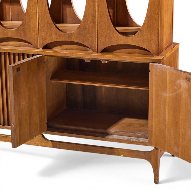 Brown Broyhill Brasilia Mid Century Walnut Room Divider For Sale - Image 8 of 11
