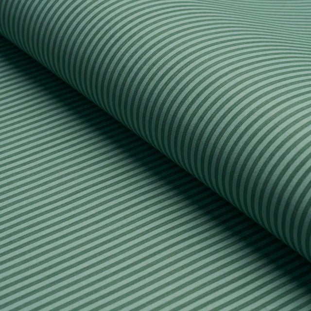 Schumacher SAMPLE - Schumacher Edwin Stripe Narrow Wallpaper In Dark Green For Sale - Image 4 of 4