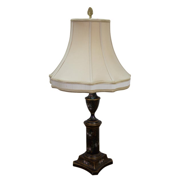 Victorian Late 20th Century Chelsea House Neoclassical Black Tole Painted Trophy Urn Table Lamps 32" - a Pair For Sale - Image 3 of 16