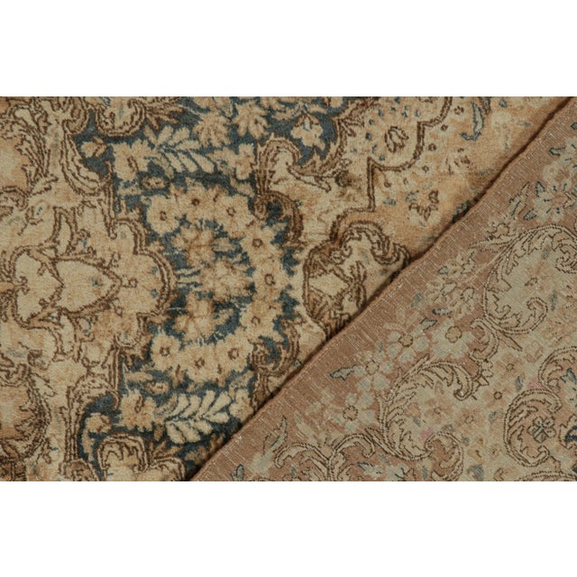 Textile Antique Persian Yazd Rug in Bronze With Floral Medallion - by Rug & Kilim For Sale - Image 7 of 7