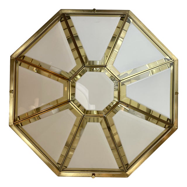 Hollywood Regency Brass Ceiling Lamp from Deknudt, Belgium, 1980s For Sale