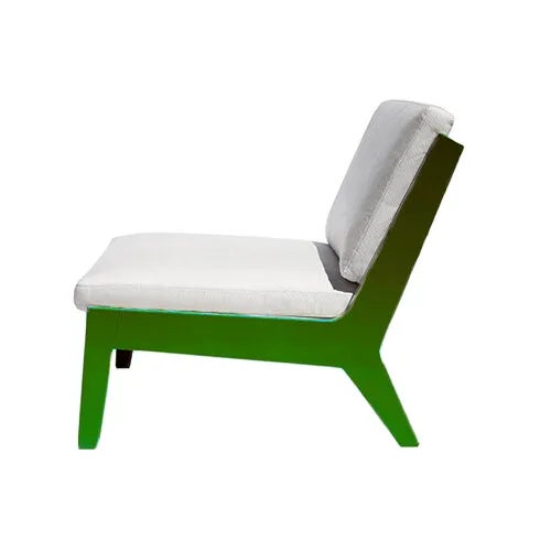 Mid-Century Modern Portofino Outdoor Lounge Chair by the Drawing Room Atl - Handcrafted Mahogany in Premium Yacht Finish: Classic Green - Modern Furniture Outdoors For Sale - Image 3 of 4