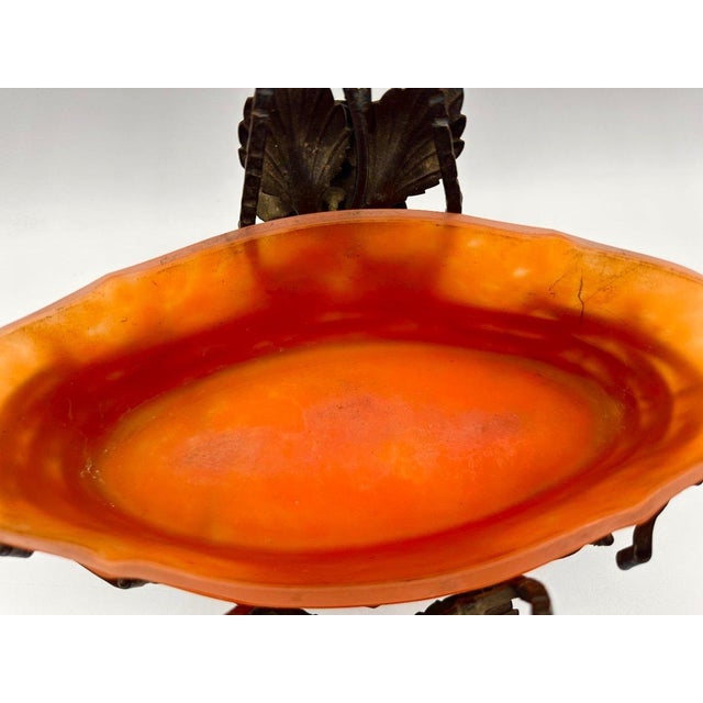 Lunéville Artistic Glass Bowl with Metal Handle and Floral Decoration by Muller Frères, 1930 For Sale - Image 9 of 13