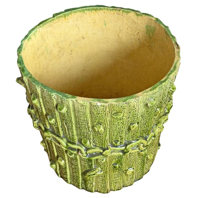 Asparagus 19th Century English Glazed Faux Bois Planter For Sale - Image 8 of 16