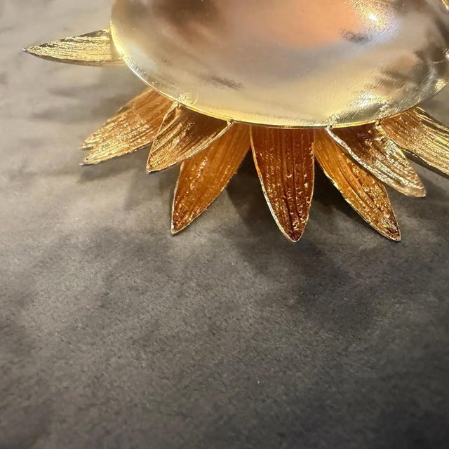 2000s High Quality Costume Jewelry Gilt Metal Italian Flower Brooch For Sale - Image 12 of 14