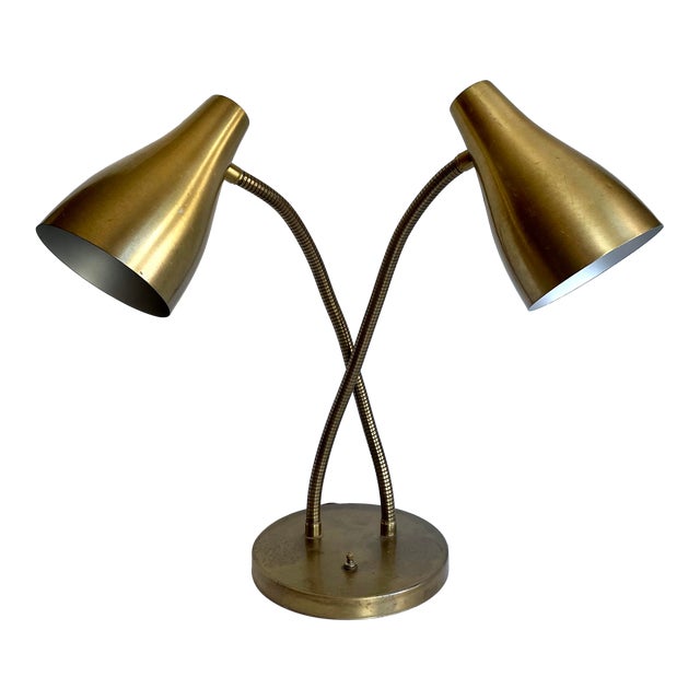 MidCentury Modern Gold Metal Gooseneck Table Lamp Chairish