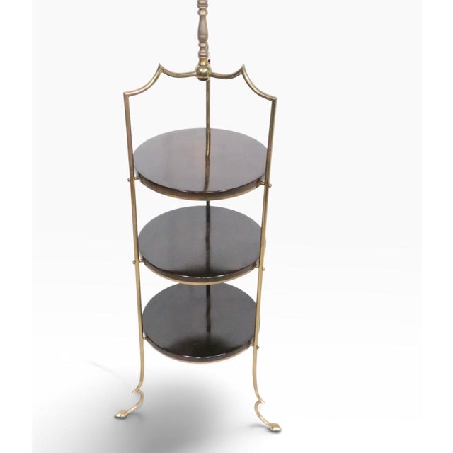Wood Mid 20th Century Regency Three Tier Floor Lamp Shelf For Sale - Image 7 of 13