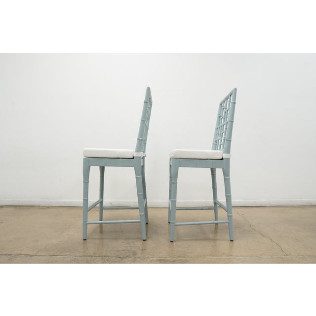 Faux Bamboo Chippendale Bar Stools (Set of 4) For Sale - Image 12 of 18