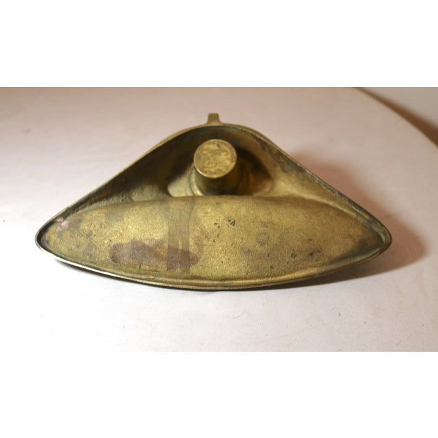 Antique Ornate 1800's Art Nouveau Bradley & Hubbard Brass Desk Pen Inkwell Tray For Sale - Image 9 of 11