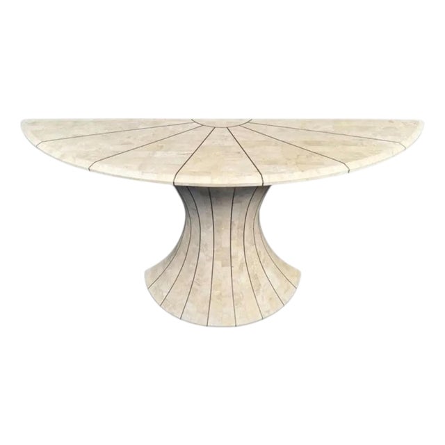1970s Tessellated Marble Demi Console Table Possibly by Maitland Smith For Sale