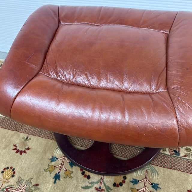 Stressless Faux Leather Footstool For Sale - Image 11 of 12