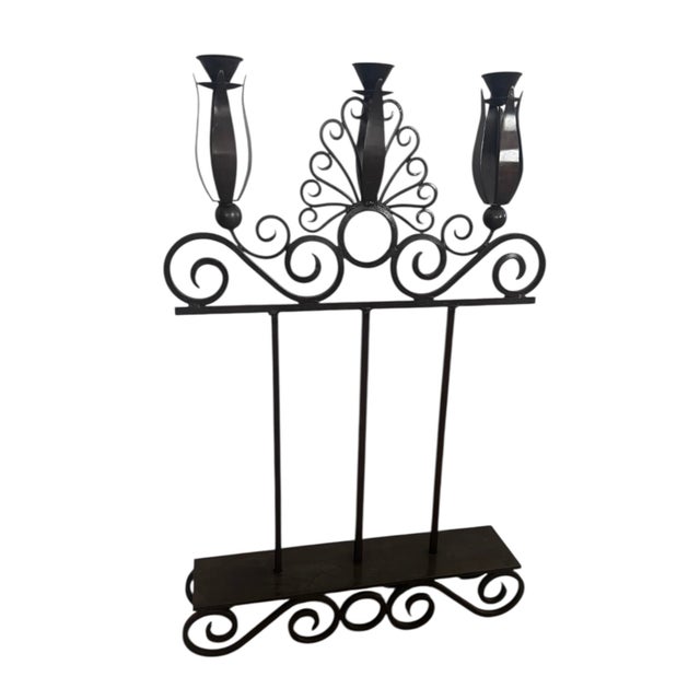 Metal Vintage Hand Forged Wrought Iron Candle Holder For Sale - Image 7 of 7