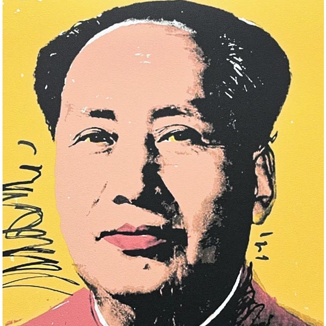 Andy Warhol (after) "Mao Zedong orange-yellow" print, size 60 x 60 cm, plate signed bottom right, numbered with pencil on...