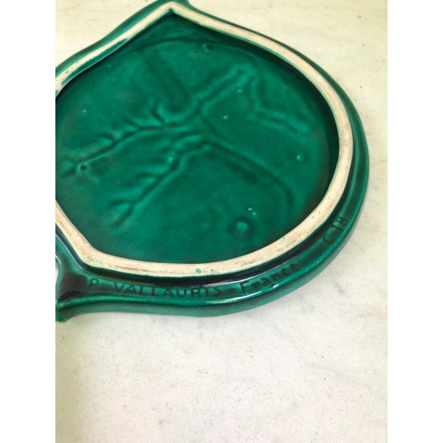 Vallauris Mid-Century French Green Majolica Deer Trivet Vallauris For Sale - Image 4 of 6