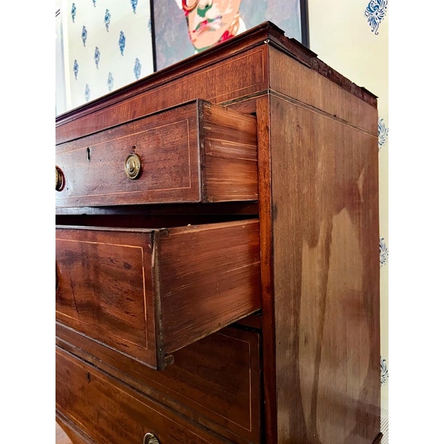 Antique Early 1800s Scottish Neoclassical Mahogany Chest of Drawers With Ebony Inlay For Sale - Image 13 of 17