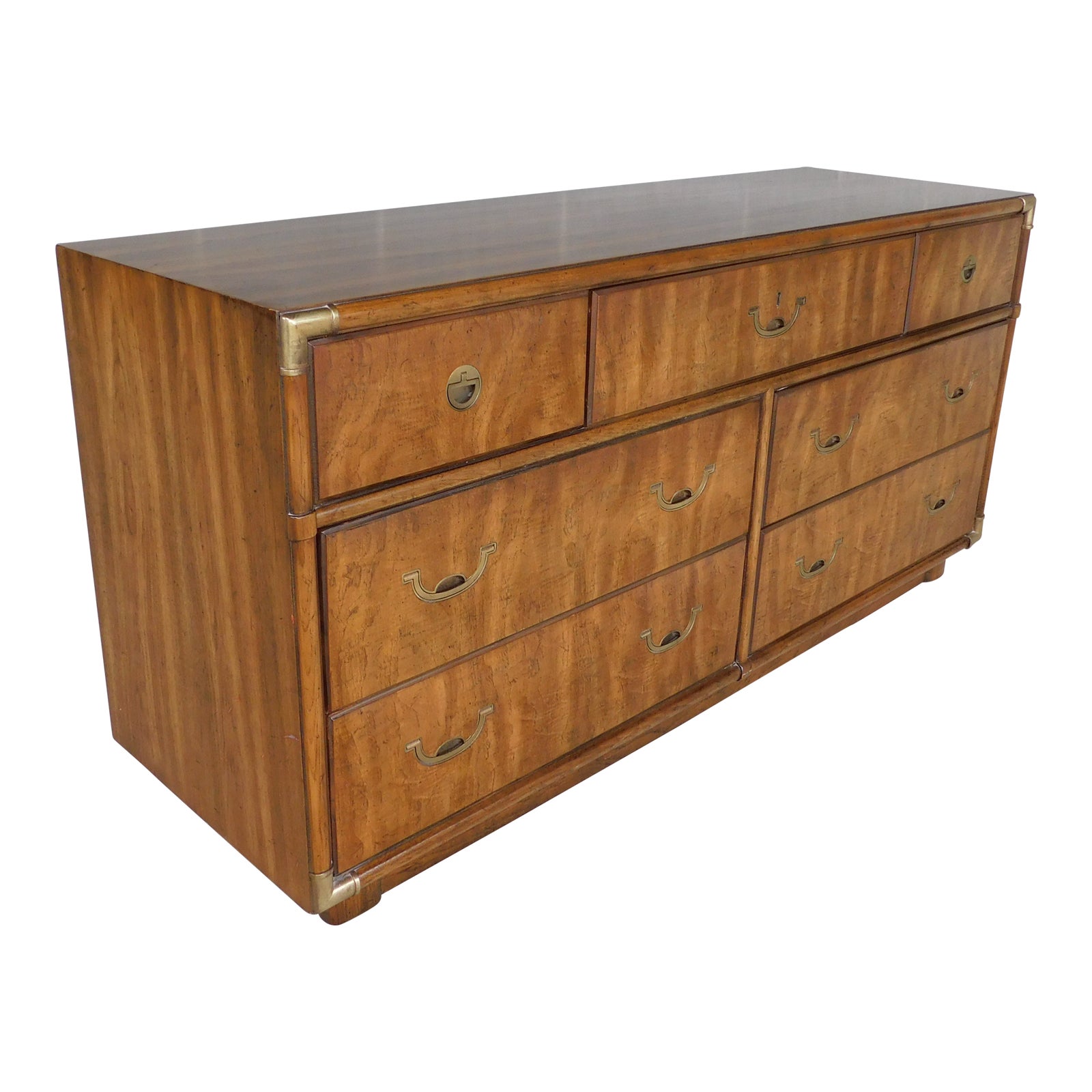 Drexel Accolade Campaign Style 7 Drawer Dresser 905120 Chairish