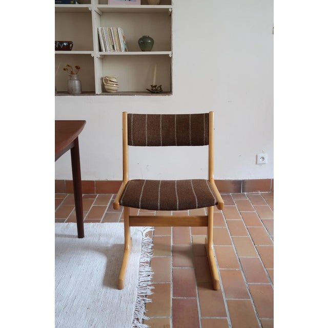 Dining Chairs in Beech and Striped Fabric from Farstrup Møbler, Denmark, 1970s, Set of 4 For Sale - Image 12 of 17