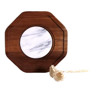1960s Mid-Century Marble and Wood Cheese Board